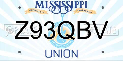 Z93QBV Mississippi License Plate