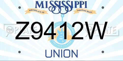 Z9412W Mississippi License Plate
