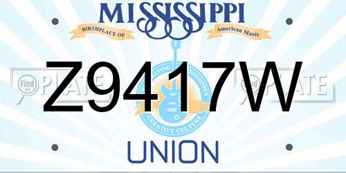 Z9417W Mississippi License Plate
