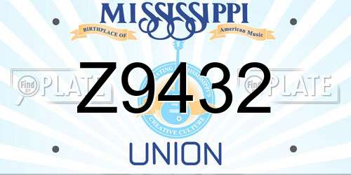 Z9432 Mississippi License Plate