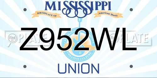 Z952WL Mississippi License Plate