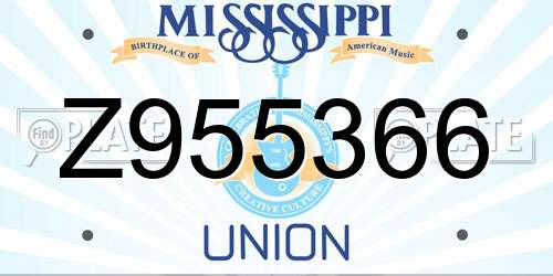 Z955366 Mississippi License Plate