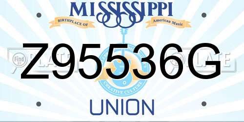 Z95536G Mississippi License Plate