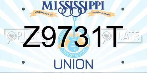 Z9731T Mississippi License Plate