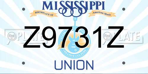 Z9731Z Mississippi License Plate