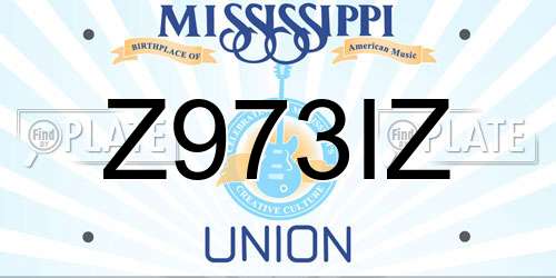 Z973IZ Mississippi License Plate