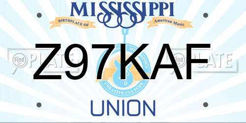 Z97KAF Mississippi License Plate