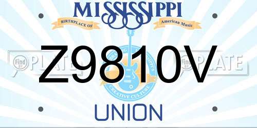 Z9810V Mississippi License Plate