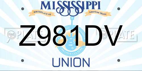 Z981DV Mississippi License Plate