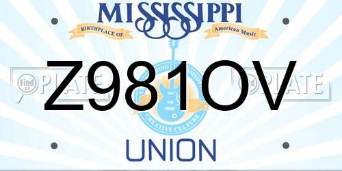 Z981OV Mississippi License Plate