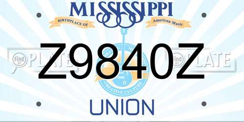 Z9840Z Mississippi License Plate