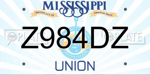 Z984DZ Mississippi License Plate