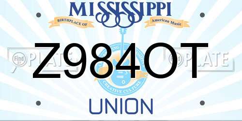 Z984OT Mississippi License Plate