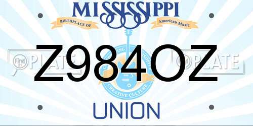 Z984OZ Mississippi License Plate