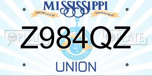 Z984QZ Mississippi License Plate