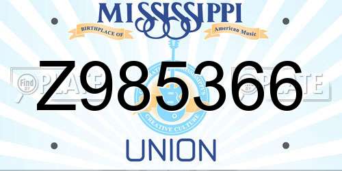 Z985366 Mississippi License Plate