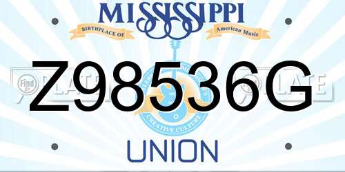 Z98536G Mississippi License Plate