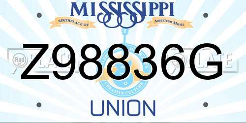 Z98836G Mississippi License Plate