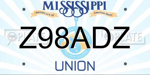 Z98ADZ Mississippi License Plate