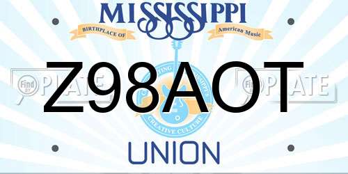 Z98AOT Mississippi License Plate