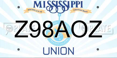 Z98AOZ Mississippi License Plate