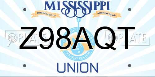 Z98AQT Mississippi License Plate