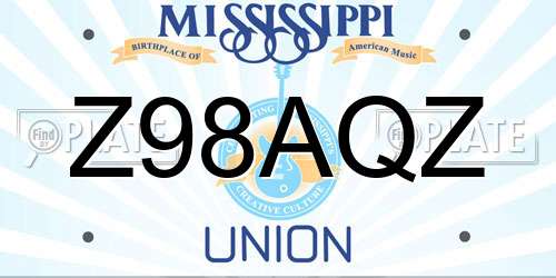 Z98AQZ Mississippi License Plate