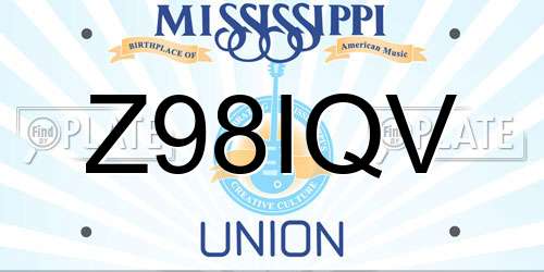 Z98IQV Mississippi License Plate