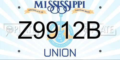 Z9912B Mississippi License Plate
