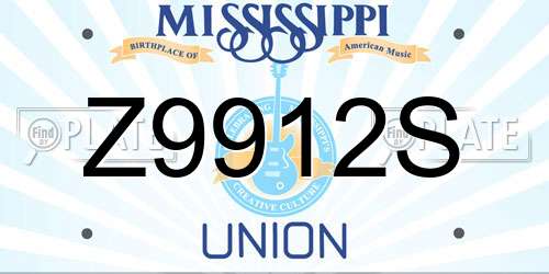 Z9912S Mississippi License Plate