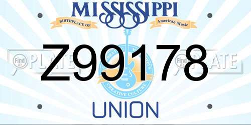 Z99178 Mississippi License Plate
