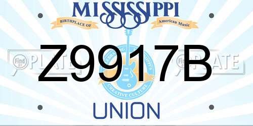 Z9917B Mississippi License Plate