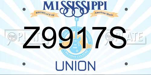 Z9917S Mississippi License Plate