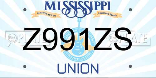 Z991ZS Mississippi License Plate