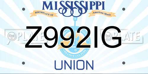 Z992IG Mississippi License Plate