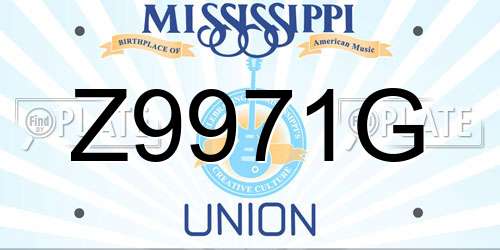 Z9971G Mississippi License Plate
