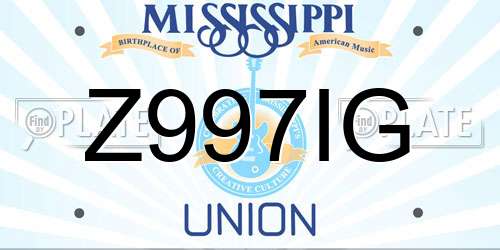 Z997IG Mississippi License Plate