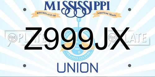 Z999JX Mississippi License Plate