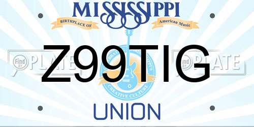 Z99TIG Mississippi License Plate