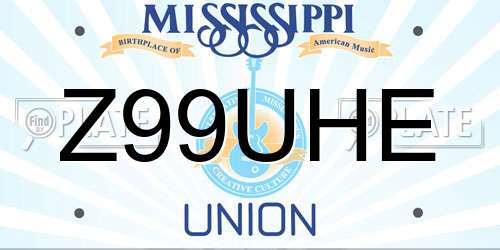 Z99UHE Mississippi License Plate