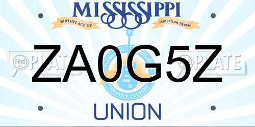 ZA0G5Z Mississippi License Plate