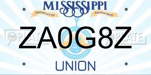 ZA0G8Z Mississippi License Plate