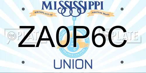 ZA0P6C Mississippi License Plate