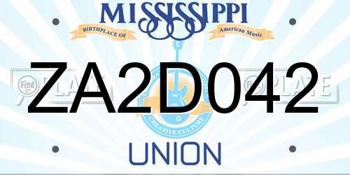 ZA2D042 Mississippi License Plate