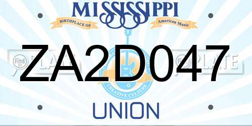 ZA2D047 Mississippi License Plate