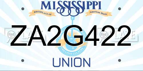 ZA2G422 Mississippi License Plate