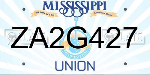 ZA2G427 Mississippi License Plate