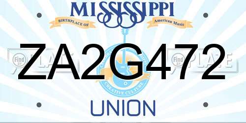 ZA2G472 Mississippi License Plate