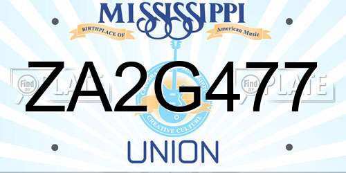 ZA2G477 Mississippi License Plate