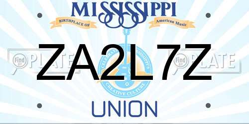 ZA2L7Z Mississippi License Plate